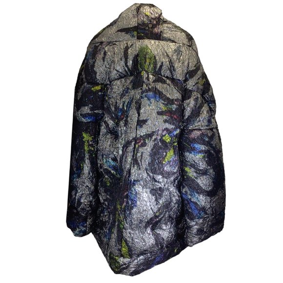 POIRET SILVER METALLIC MULTI LUREX DETAIL SILK DOWN PUFFER OPERA COAT - Picture 3 of 5